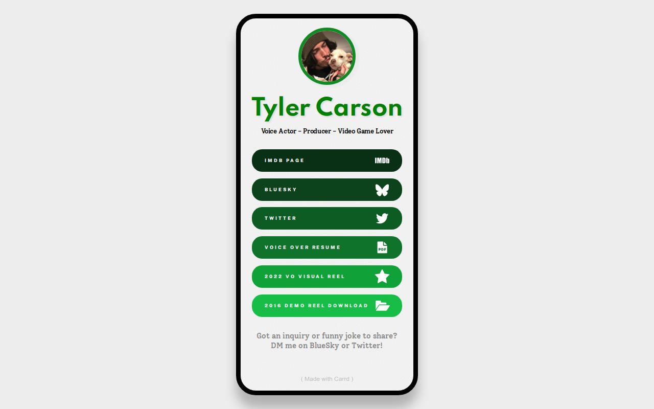 Tyler Carson - Voice Actor, Producer, Video Game Lover